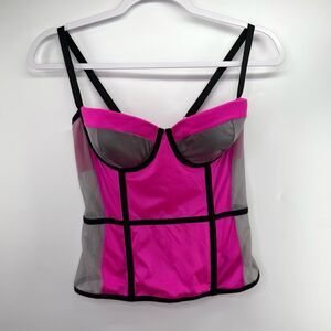 Victoria’s Secret Hot Pink Grey Color Block Corset Bustier Top 36C NEW